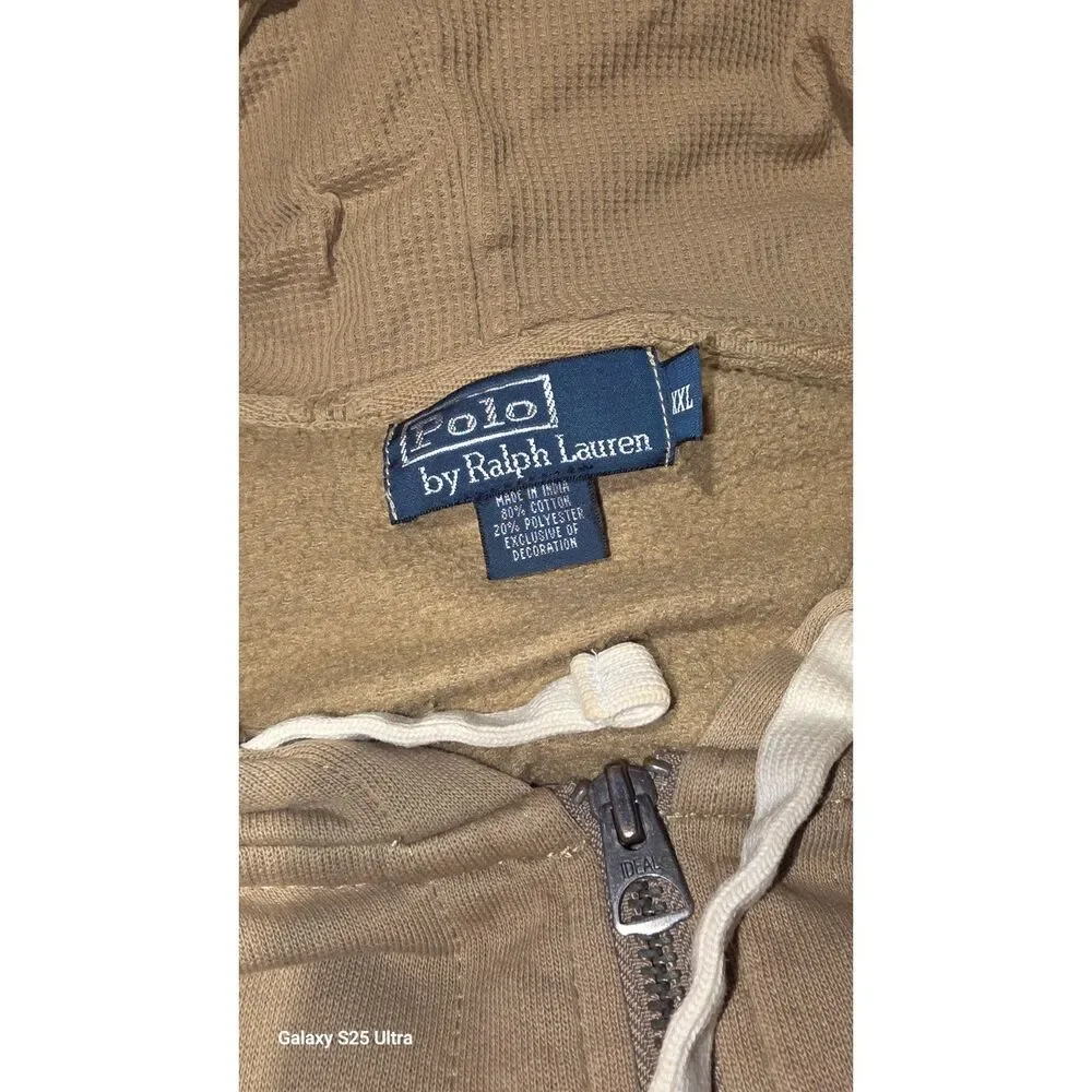 Polo Ralph Lauren Men's Full-Zip Hoodie (Tan/Beige), Size 2XL